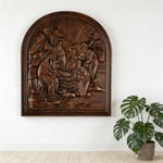 Natural Beech Nativity Scene Wood Carving Plaque: The Heart of Christmas in Handcrafted Wood - craftsmanship detail