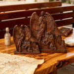 Hand-Carved Holy Family & Guardian Angel Solid Wood Statue: A Faith Artwork Anchoring Divine Blessings for Your Home for Christian...