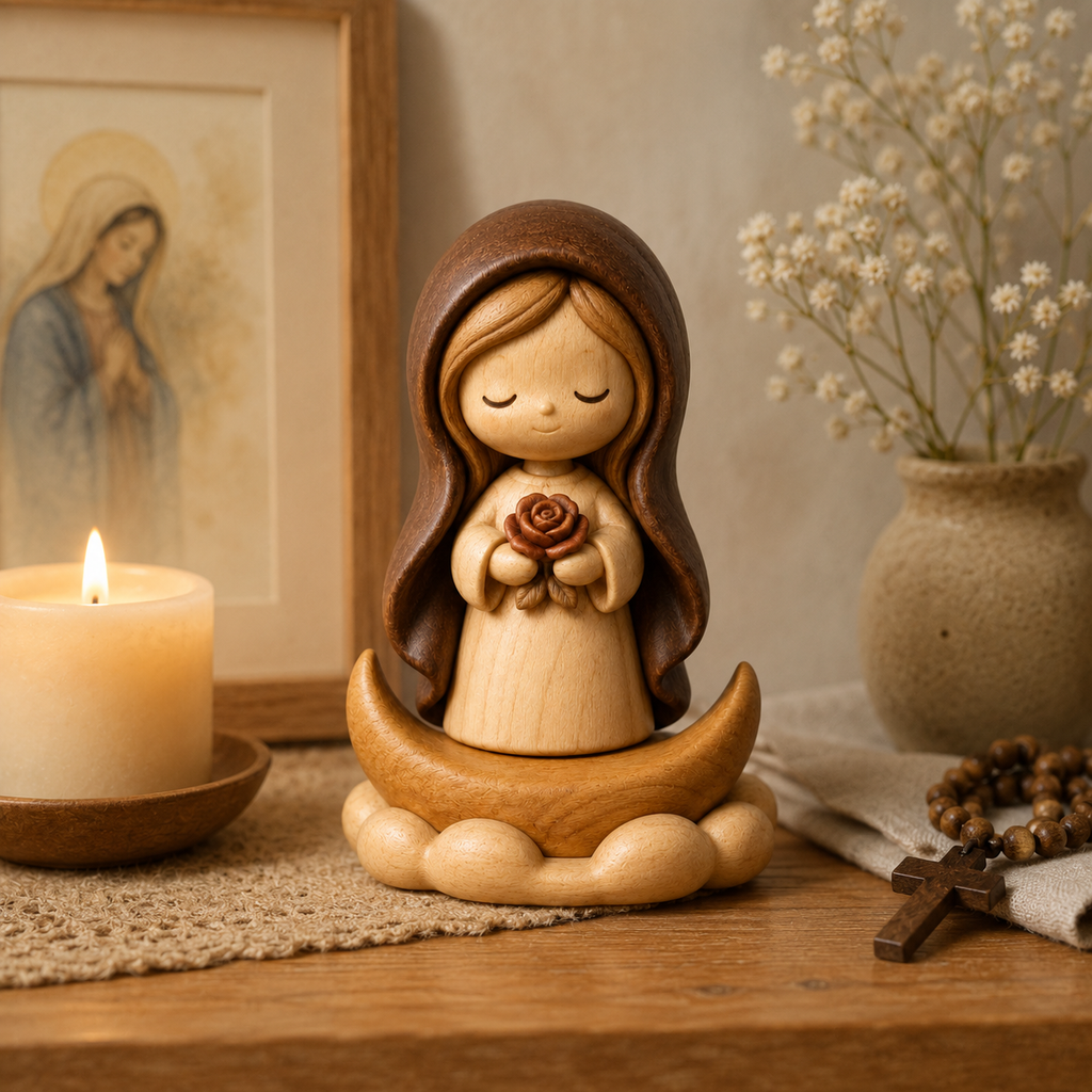 Original Wooden Virgin Mary Blessing Decor