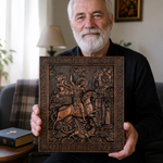 St. George the Victorious Hand-Carved Wood Icon – A Symbol of Courage & Faith - craftsmanship detail