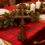 Ornate Wooden Cross - Carved from natural wood - craftsmanship detail