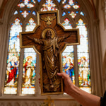 Ascension of Jesus wood carving cross - size and finish detail