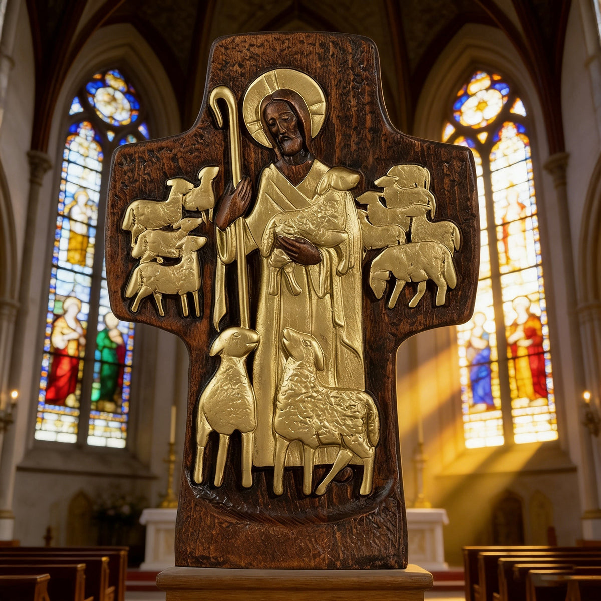 Good Shepherd Wooden Cross: A Religious Gift of Endless Care & Guidance for Christian home decor and prayer spaces