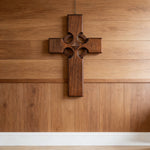 Irish Celtic Cross Wooden Hand Carved Cross for Wall Decor, Religious Gift Cross - design detail
