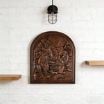 Natural Beech Nativity Scene Wood Carving Plaque: The Heart of Christmas in Handcrafted Wood - Christian gift presentation