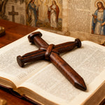 Nail Cross Wooden Wall Art: A Christian Symbol of Sacrifice & Redemption - size and finish detail