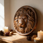 Lion Head Wooden Wall Art: Symbol of Christ the Lion of Judah - craftsmanship detail