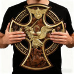 Orthodox Archangel Michael Wooden Sculpture - Gives Us Strength and Courage to Move Forward - design detail