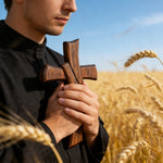 Minimalist Twist Wooden Hand Carved Cross for Wall Decor, Religious Gift Cross - gift presentation