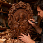 “St. Joseph & Child Jesus” Hand-Carved Wood Icon – A Timeless Christian Gift for Father’s Day & Faithful - product view