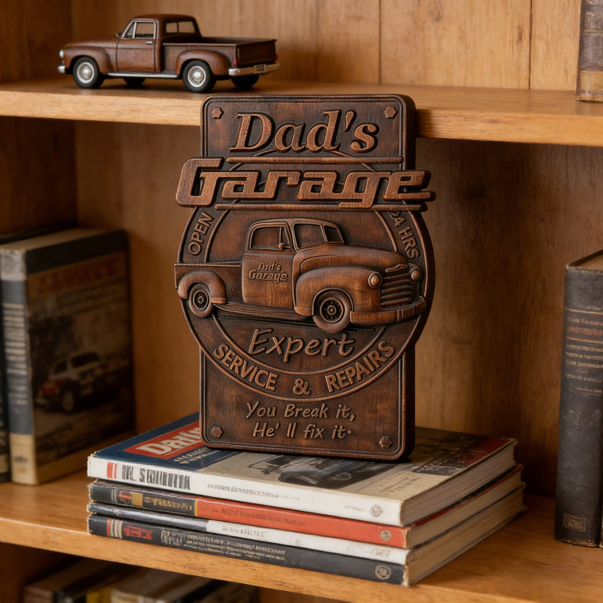 Dad's Garage Wooden Wall Sign: The Perfect Tribute to His Go-To Space - product view
