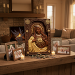 Immaculate Heart of Mary Hand-Carved Beech Wood Sculpture | Sacred Home Altar Ornament - product view