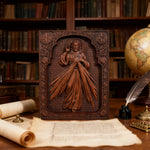 The Sacred Heart and Divine Mercy Jesus Christ Wood Wall Plaque - product view