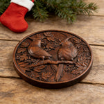 Red Cardinal Couple Hand-Carved Wood Figurine: A Symbol of Hope & Spiritual Connection - design detail