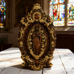 Hand-Carved Our Lady of Grace Wooden Icon: A Christian Symbol of Mary’s Devotion - side view