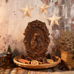 Mother Mary with Baby Jesus Wood Carving Decor - craftsmanship detail