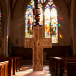 Wooden Savior Cross Necklace - side view