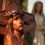 🕯 Joan of Arc Cross Wood Carving – Our Lady of Sorrows / Crucifix - side view