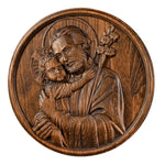 Joseph and Baby Jesus wood carving plaque - Father‘s day gift - mokarve