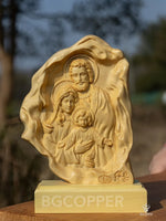 Southern European Boxwood Holy Family Blessing Ornament - Engraved with Your Surname - mokarve