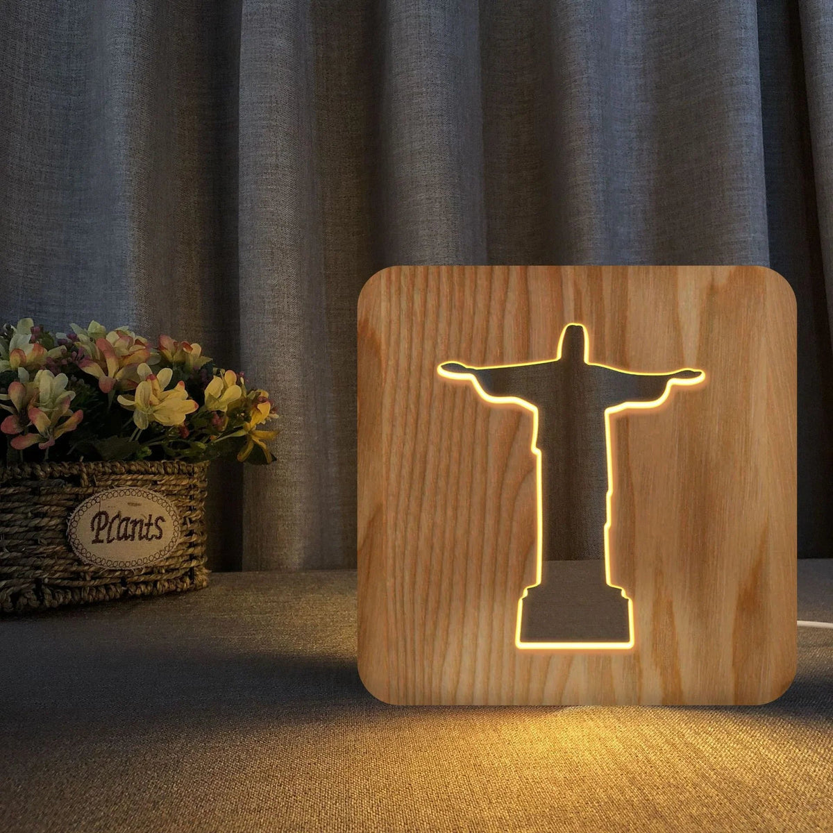 Jesus, Cross, Church, Holy spirit night light, religious wooden 3D mood light for Christian home decor and prayer spaces