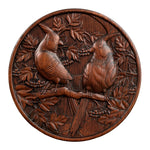 Wood carving of cardinal couple bringing good luck - mokarve