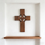 Irish Celtic Cross Wooden Hand Carved Cross for Wall Decor, Religious Gift Cross - side view