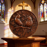 Red Cardinal Couple Hand-Carved Wood Figurine: A Symbol of Hope & Spiritual Connection for Christian home display and prayer spaces