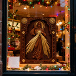 The Sacred Heart and Divine Mercy Jesus Christ Wood Wall Plaque - craftsmanship detail