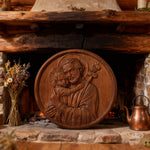 Joseph and Baby Jesus wood carving plaque - Father‘s day gift - design detail