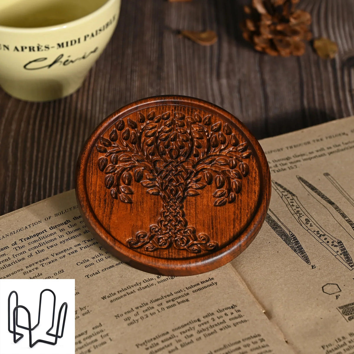 mokarve Wooden Tree of Life Celtic Cross Coasters - mokarve