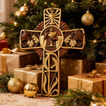 Eucharistic Chalice Wooden Cross: A Christian Symbol of the Last Supper & Redemption - size and finish detail