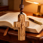 Wooden Savior Cross Necklace - craftsmanship detail