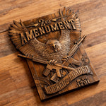 Handcrafted Solid Wood Wall Art - Commemorating the Second Amendment - craftsmanship detail