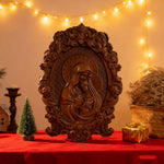 Mother Mary with Baby Jesus Wood Carving Decor - design detail