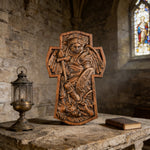 Archangel Michael Hand-Carved Ashwood Cross Plaque - side view