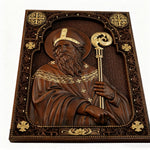 Saint Patrick Wood Carved Icon - size and finish detail