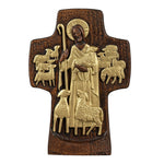 Good Shepherd Crucifix Wood Carving Religious Gift - Endless Care and Guidance - mokarve