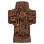 Good Shepherd Crucifix Wood Carving Religious Gift - Endless Care and Guidance - mokarve