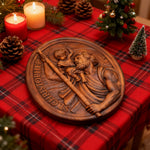 St.Christopher Christian Wood Carving Plaque/The patron saint of travelers - craftsmanship detail