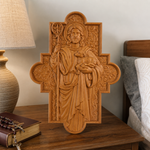 God's Shepherd religious gift Wooden carved chrirstian wall art
