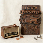Dad's Garage Wooden Wall Sign: The Perfect Tribute to His Go-To Space - side view