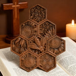 “Bee & Honeycomb” Hand-Carved Wood Wall Art – A Christian Symbol of Diligence & Divine Provision - product view