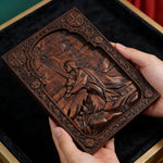 Jesus in Gethsemane Hand-Carved Wood Wall Art: The Weight of His Humble Sorrow - Christian gift presentation