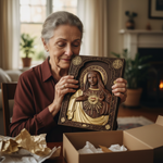 Immaculate Heart of Mary Hand-Carved Beech Wood Sculpture | Sacred Home Altar Ornament - size and finish detail