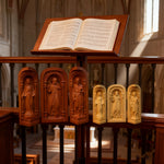 Hand-Carved Travel Triptych Altar: The Holy Family at Your Side - Christian gift presentation