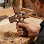Irish Celtic Cross Wooden Hand Carved Cross for Wall Decor, Religious Gift Cross - craftsmanship detail