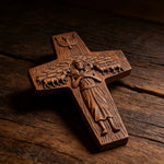 “Good Shepherd” Jesus Shepherd Wooden Wall Hanging - size and finish detail