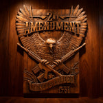 Handcrafted Solid Wood Wall Art - Commemorating the Second Amendment - craftsmanship detail