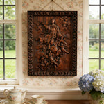 Assumption of Mary Hand-Carved Wood Wall Art: A Tribute to Heavenly Glory - design detail